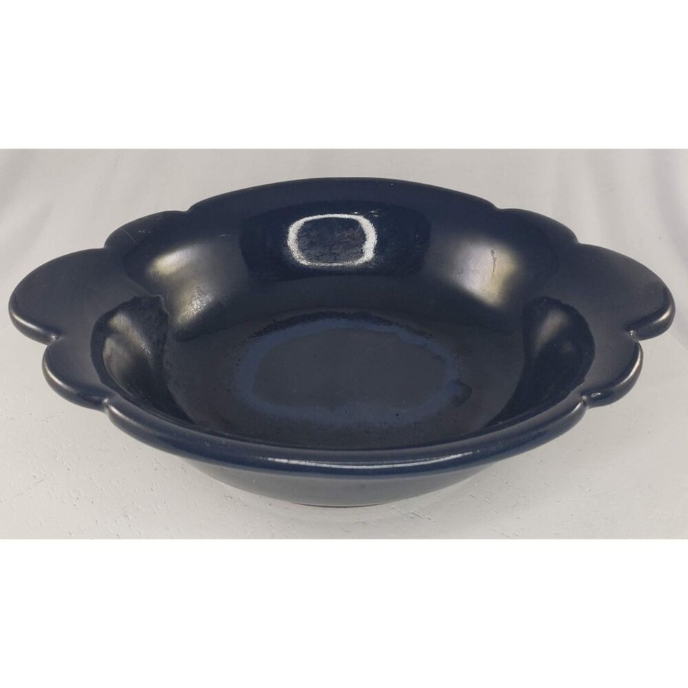 Frankoma Navy Blue Scalloped Bowl 30B Vintage Pottery USA
